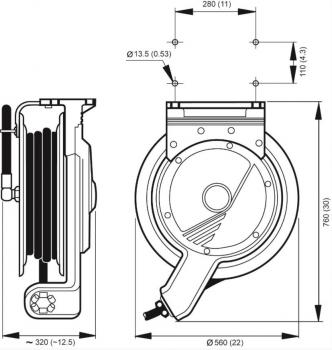 Nederman Schlauchaufroller 884 - ohne Schlauch / 49878402 30862484 30860384 30862284 30862084